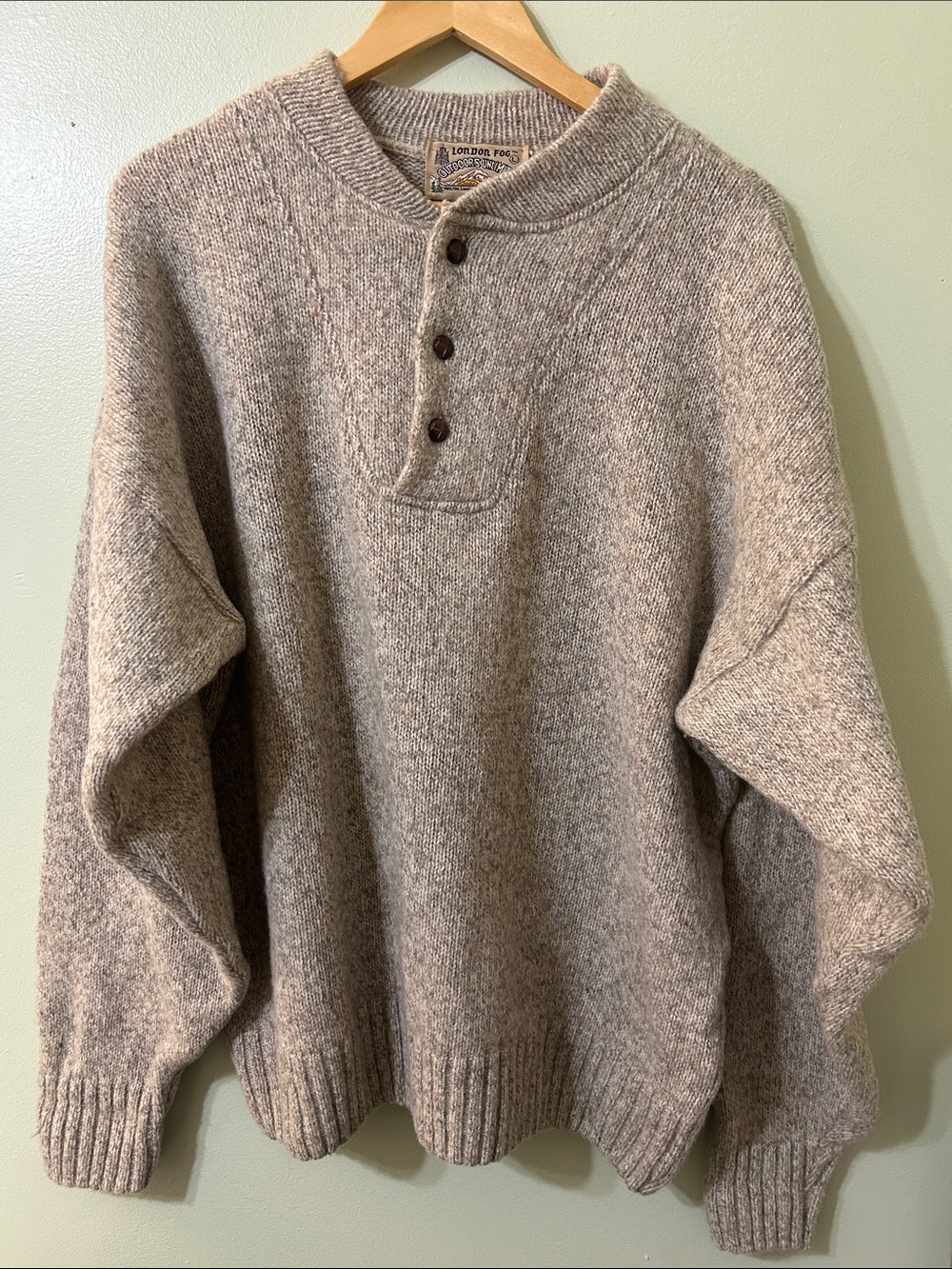 London Fog Heather Crewneck Henley Pullover